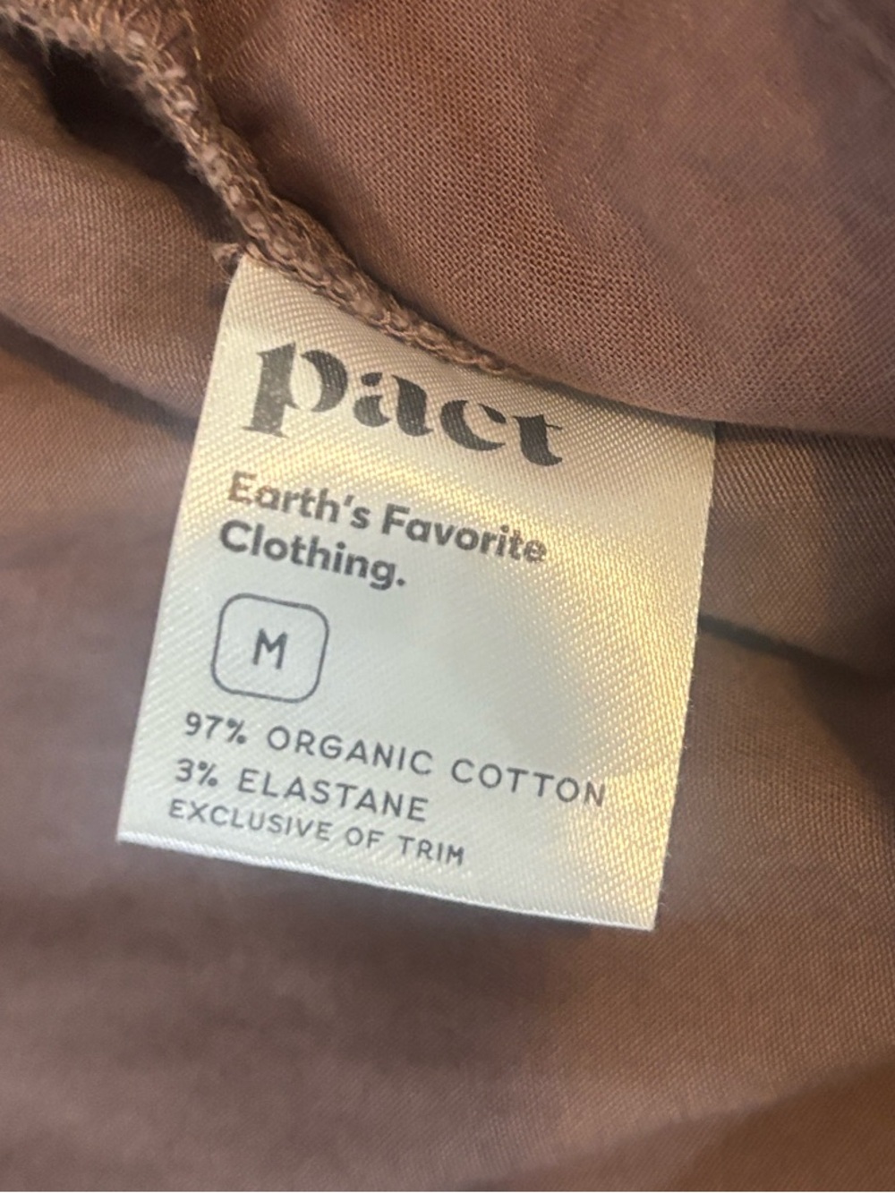 Pact Elastic Waist Cotton Pull On Pants in Chocolate Brown Size Medium - Picture 3 of 4